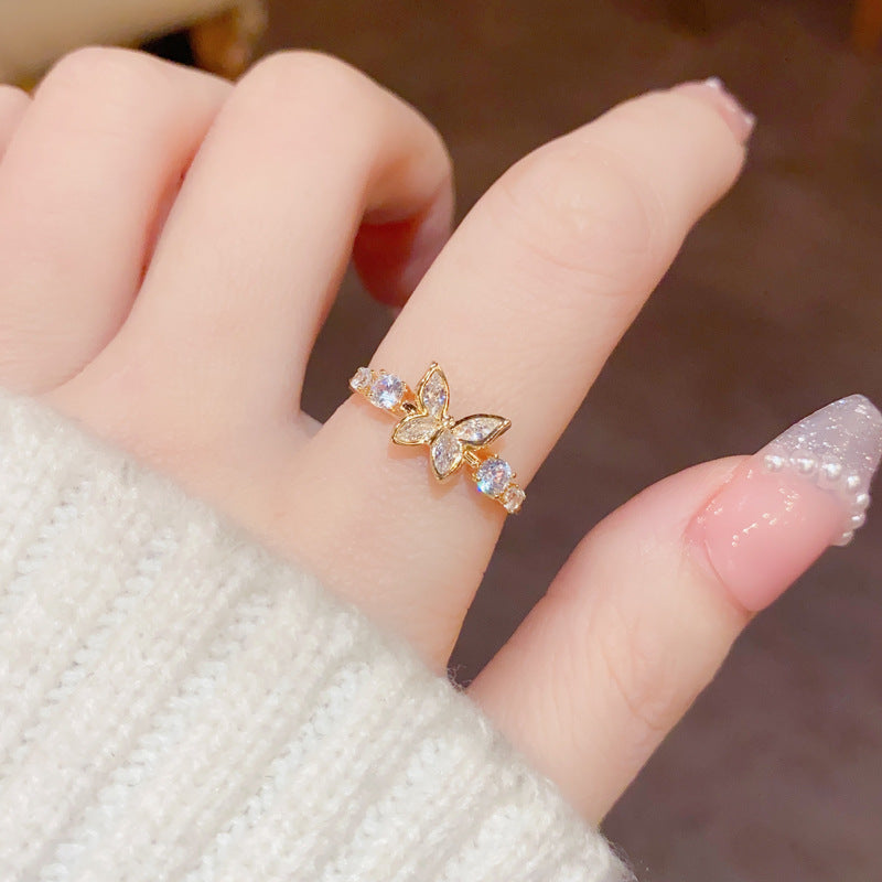 Fashion Jewelry New Style Gold Plated Beautiful Sweet Diamond Inlaid