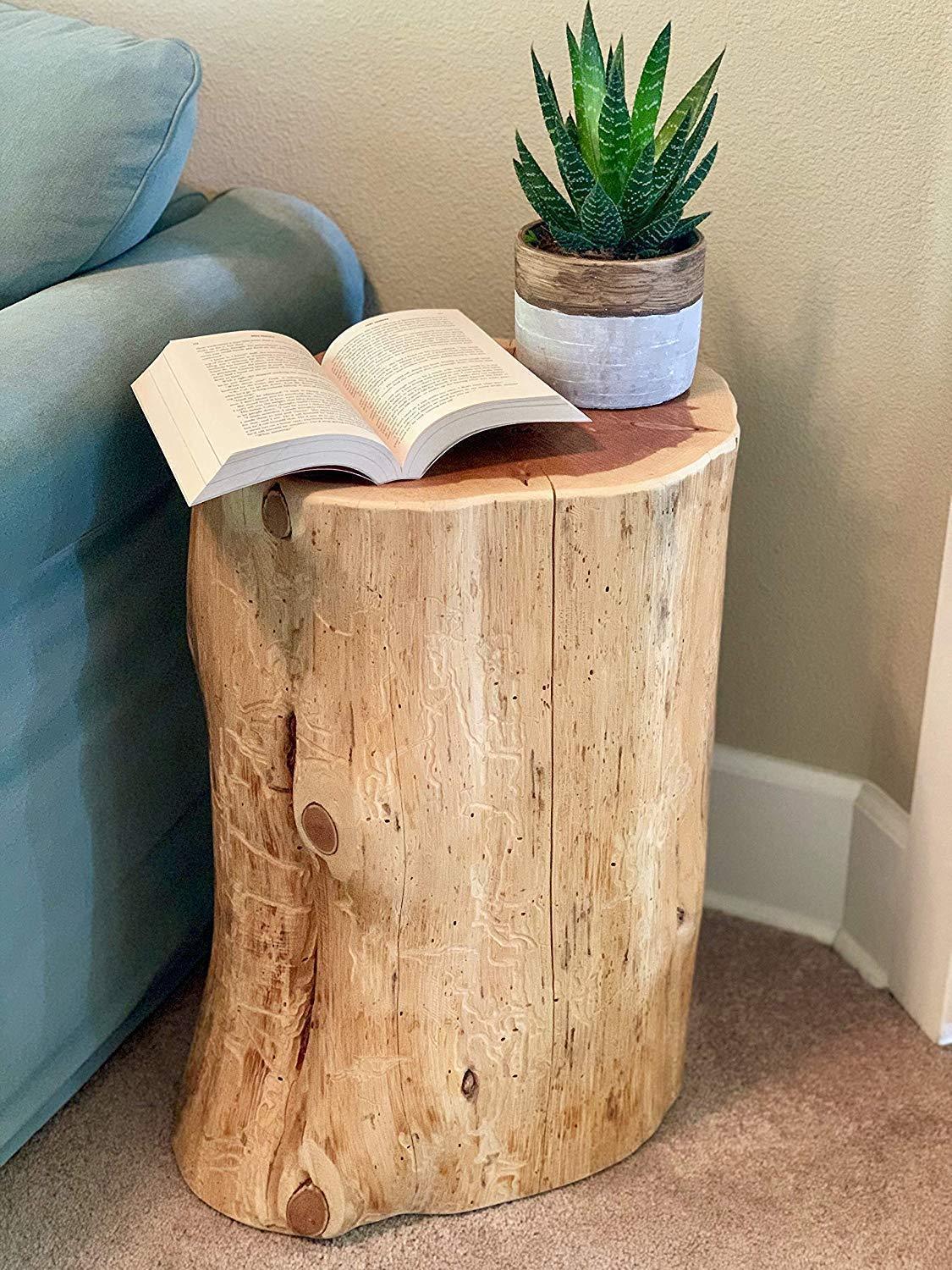 Sahaj Hast Rustic Wooden Tree Stump Table - Unique Natural Accent for