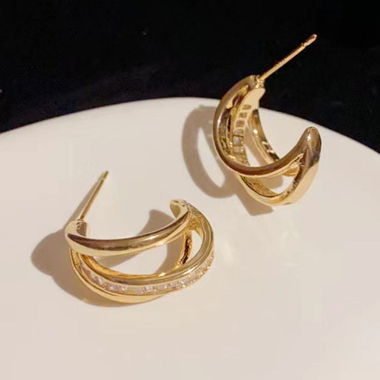 New Trendy Women's High-grade Earrings 925 Silver Zircon Earrings Ear