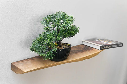 Handcrafted Live Edge Wooden Shelf – Rustic Floating Wall Shelf