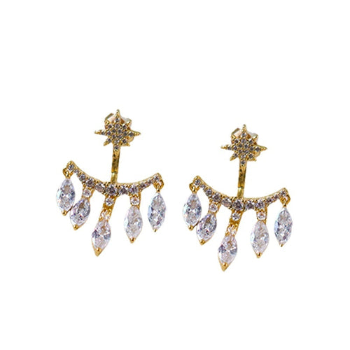 New Retro Eight Awn Star Zircon Earrings Fashion Pendant Stud Earrings