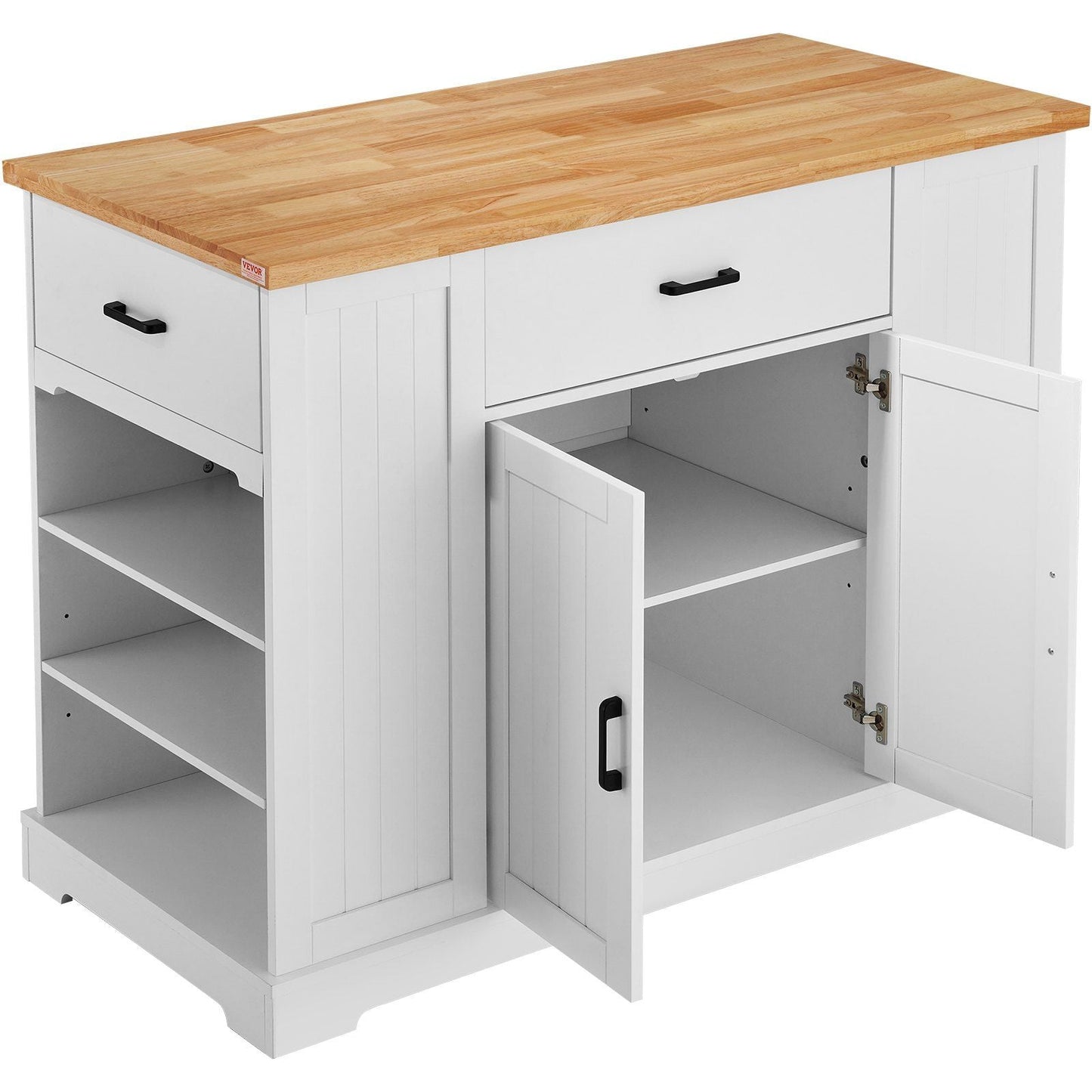 VEVOR Kitchen Island Cart Storage Cabinet Serving Cart with Drawer &