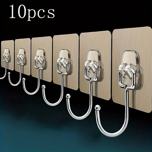 Set of 5/10 Large Adhesive Wall Hooks for Bathroom  Kitchen