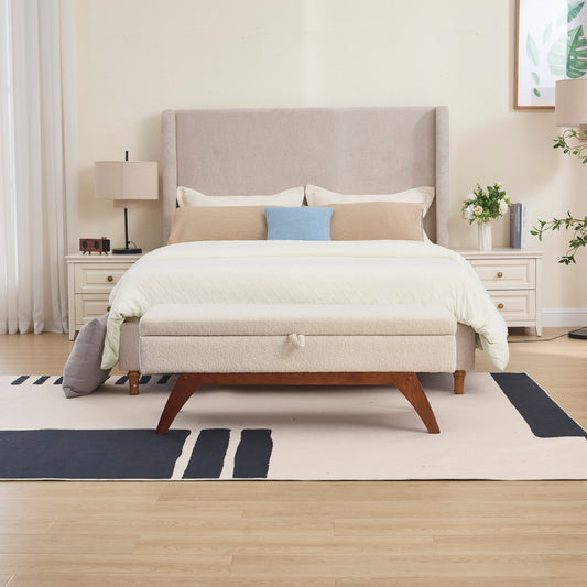 Teddy wool fabric, solid wood feet for solid weighing, and bed end