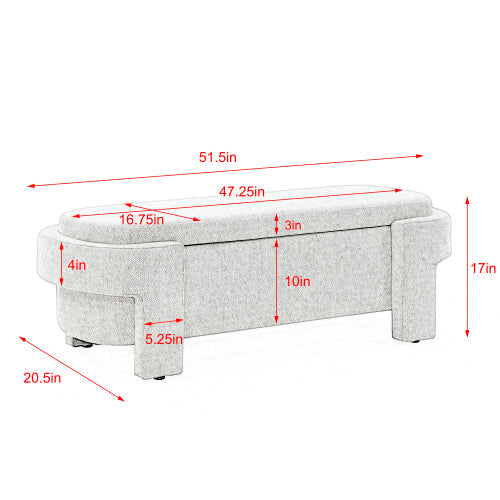 Linen Fabric Upholstered Bench with Large Storage Space for the Living