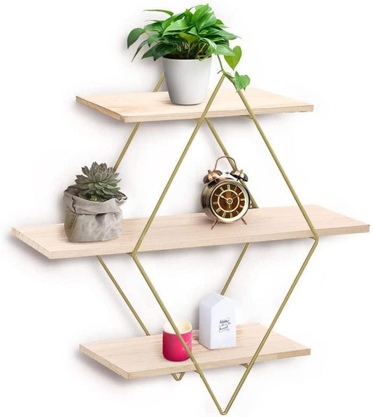 Retro Charm Wall Shelf - 3-Tier Floating Shelf for Rustic Elegance and