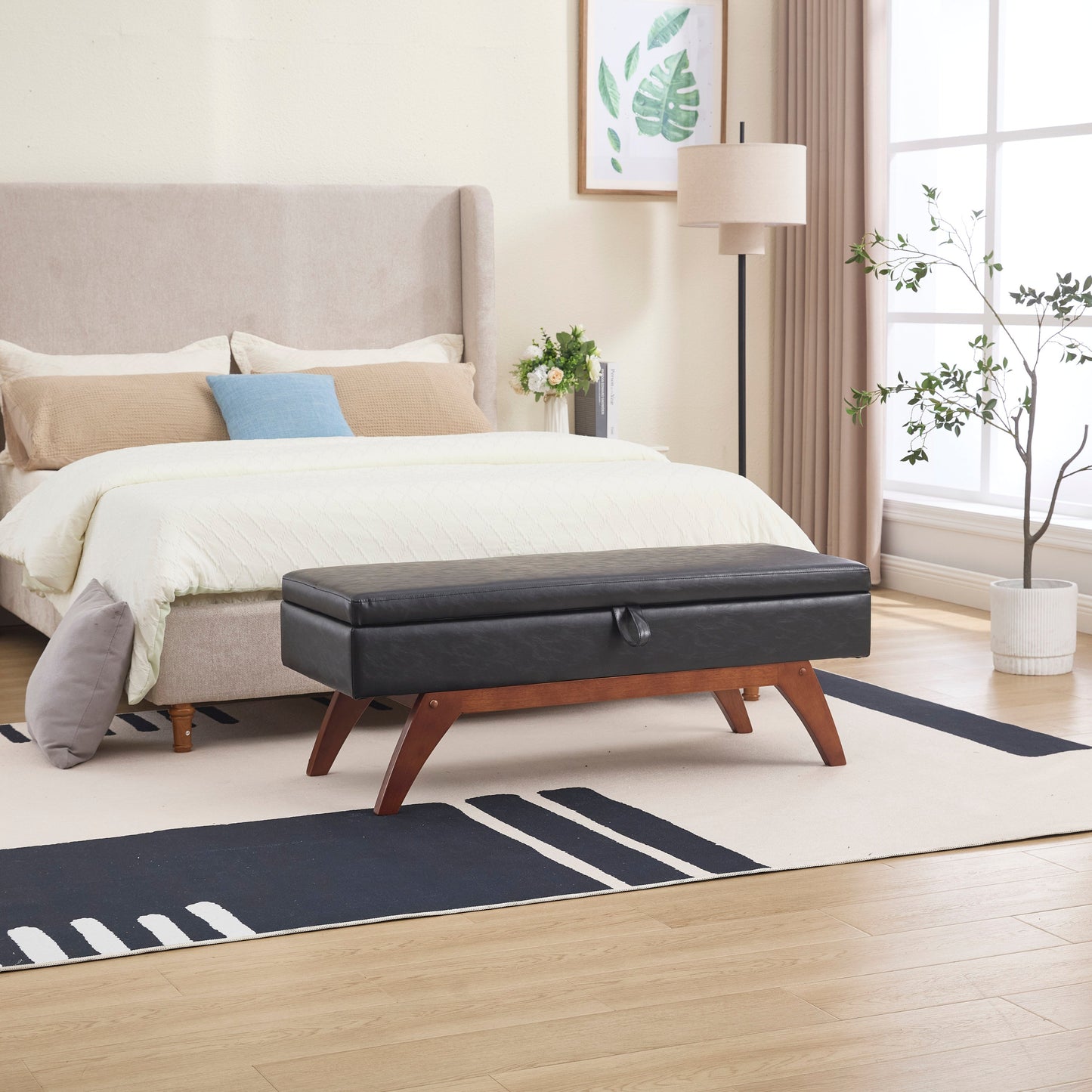 Teddy wool fabric, solid wood feet for solid weighing, and bed end