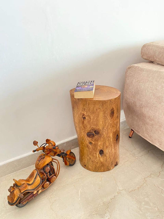 Sahaj Hast Rustic Wooden Tree Stump Table - Unique Natural Accent for