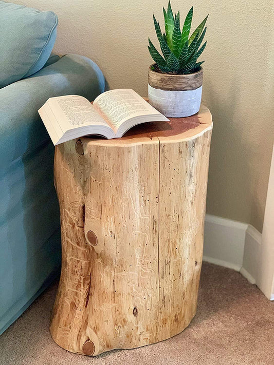 Sahaj Hast Rustic Wooden Tree Stump Table - Unique Natural Accent for