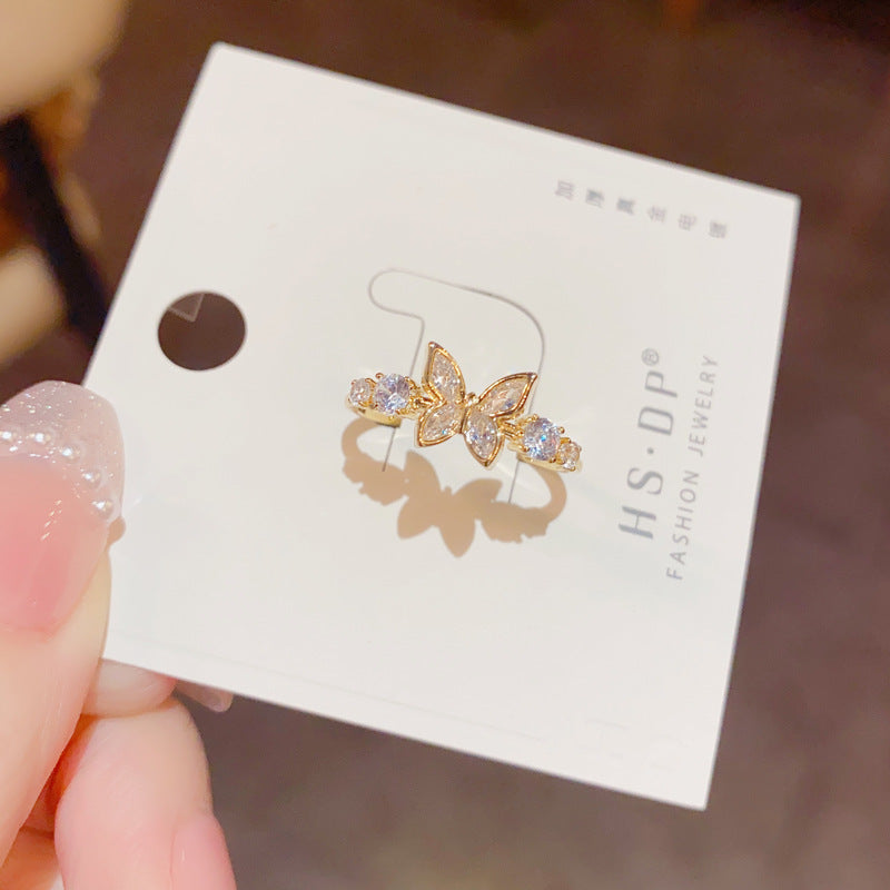 Fashion Jewelry New Style Gold Plated Beautiful Sweet Diamond Inlaid