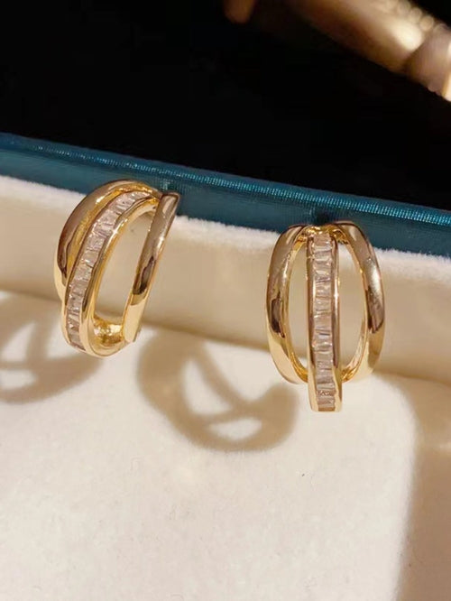 New Trendy Women's High-grade Earrings 925 Silver Zircon Earrings Ear