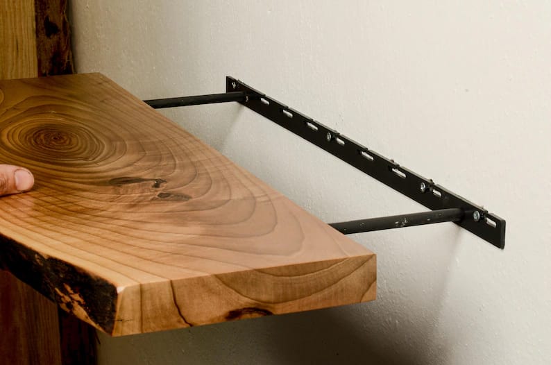 Handcrafted Live Edge Wooden Shelf – Rustic Floating Wall Shelf