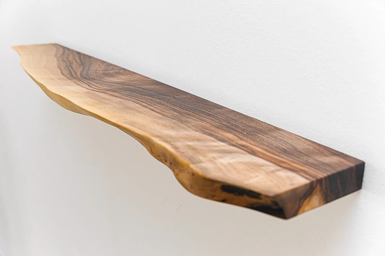 Handcrafted Live Edge Wooden Shelf – Rustic Floating Wall Shelf