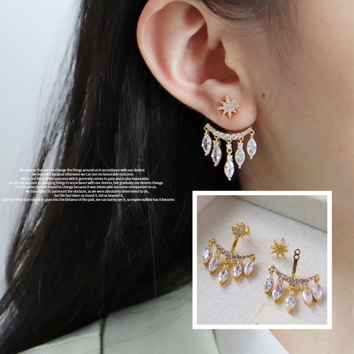 New Retro Eight Awn Star Zircon Earrings Fashion Pendant Stud Earrings