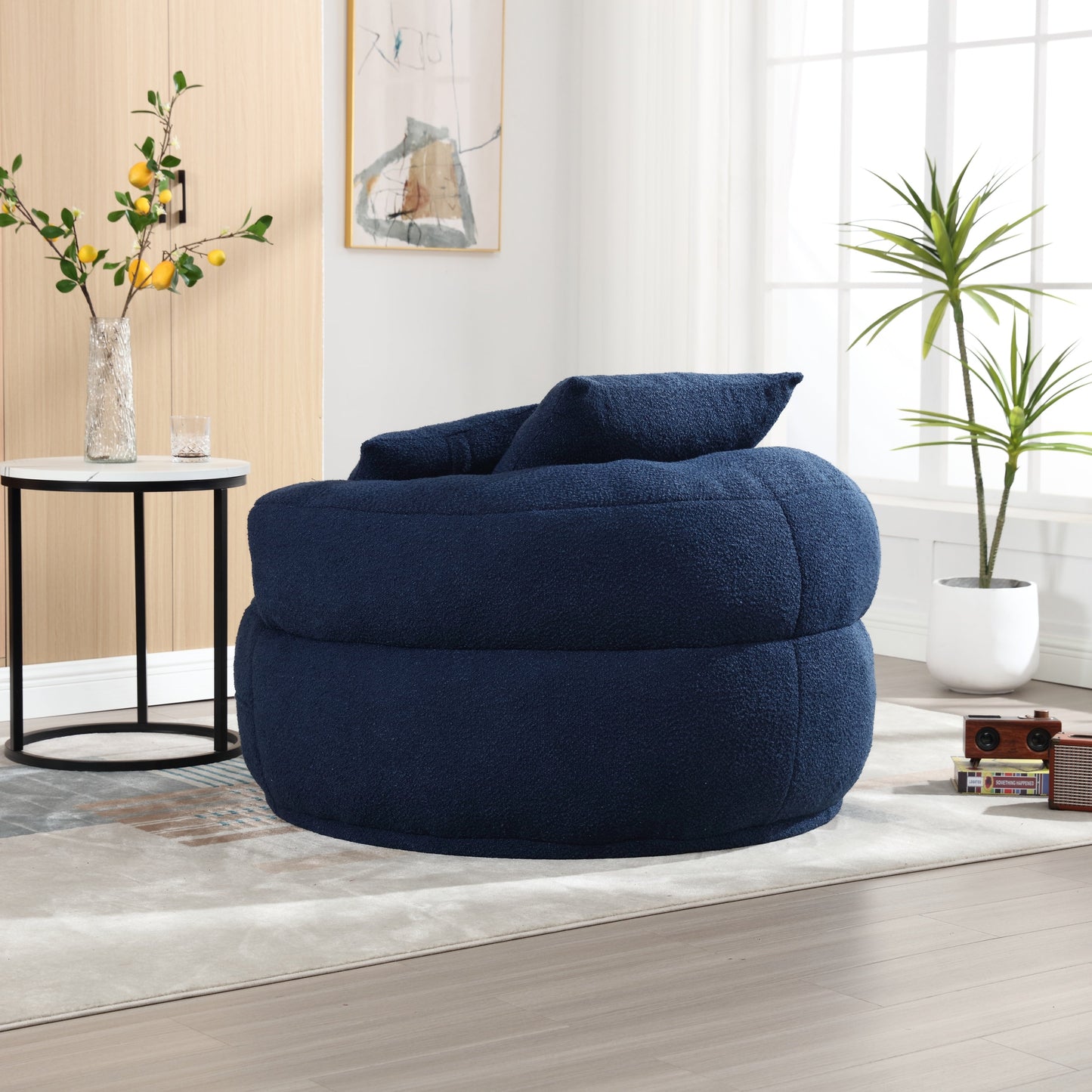 Chenille Sponge single sofa,No Assembly Required,Fluffy Modern Sleeper