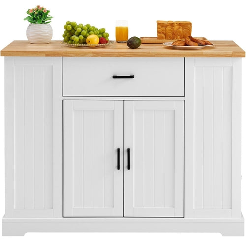 VEVOR Kitchen Island Cart Storage Cabinet Serving Cart with Drawer &