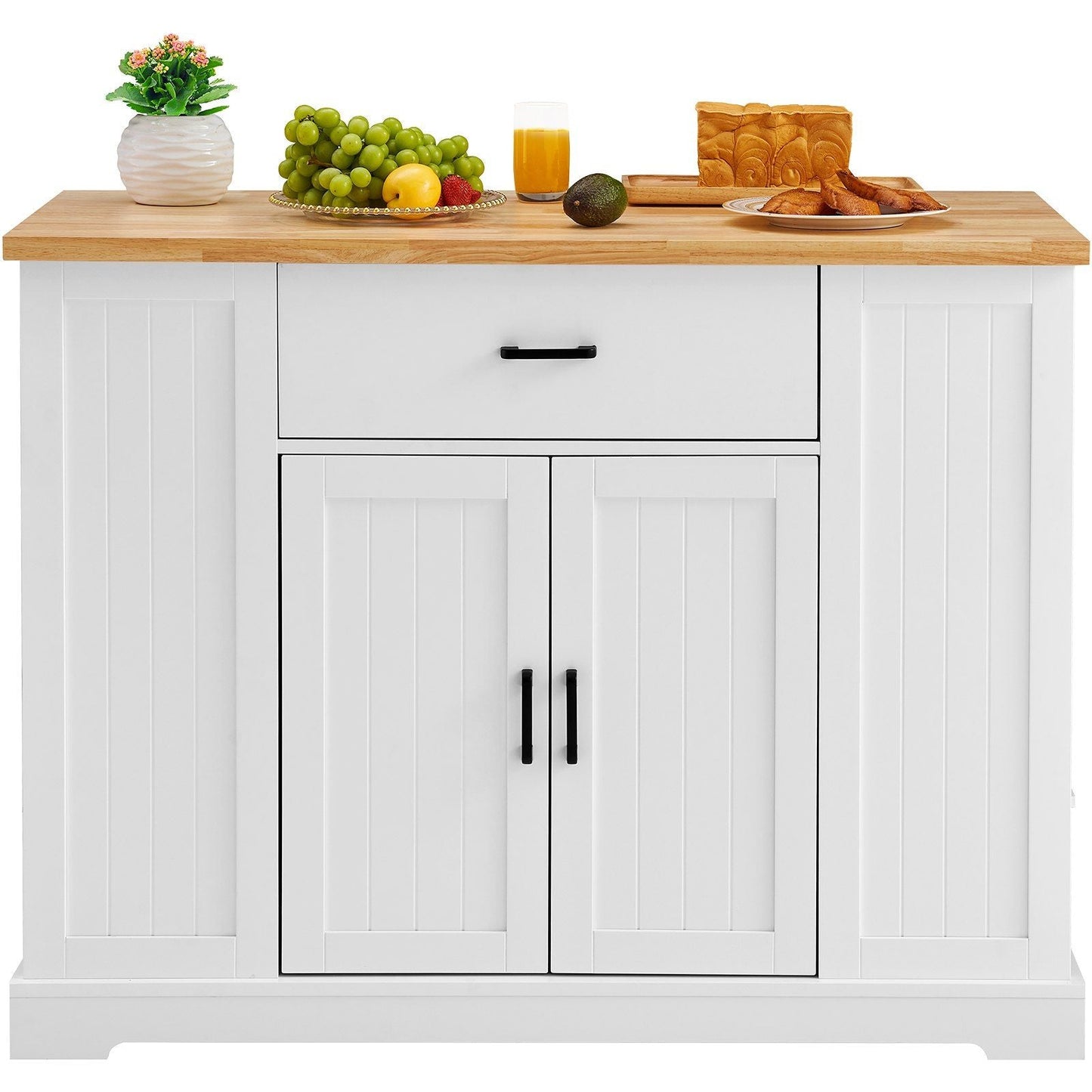 VEVOR Kitchen Island Cart Storage Cabinet Serving Cart with Drawer &