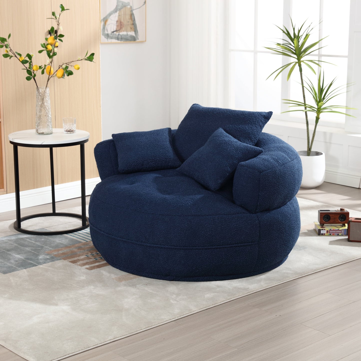 Chenille Sponge single sofa,No Assembly Required,Fluffy Modern Sleeper