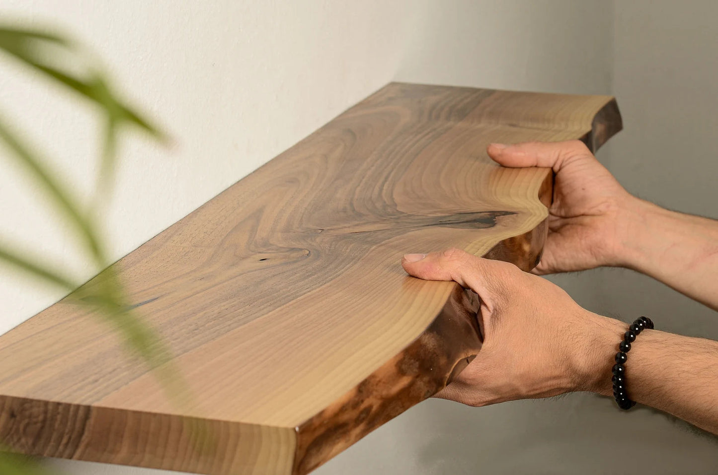Handcrafted Live Edge Wooden Shelf – Rustic Floating Wall Shelf